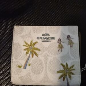Coach White Wallet with Palm Tree Design